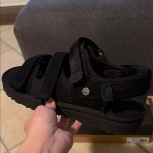 UGG Black Suede Open-Toe Sandals